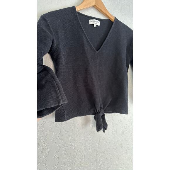 Texture & Thread Madewell Black Knit Tie Front Crop Top XS K4775 Y2K - Picture 3 of 9